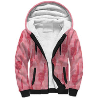 Aloha Hawaii Vintage Kahili Pa'a Lima Sherpa Hoodie Palaka Print Berry Pink