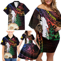 New Caledonia Kanaky Personalized Family Matching Off Shoulder Short Dress and Hawaiian Shirt Kagu Bird Emblem LT7 - Polynesian Pride