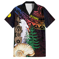 New Caledonia Kanaky Personalized Family Matching Tank Maxi Dress and Hawaiian Shirt Kagu Bird Emblem LT7 Dad's Shirt - Short Sleeve Black - Polynesian Pride