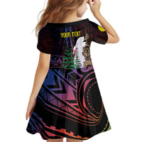 New Caledonia Kanaky Personalized Kid Short Sleeve Dress Kagu Bird Emblem - Polynesian Pride