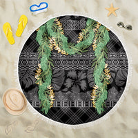 Hawai'i Paniolo Maile Twisted Lei Beach Blanket Obsidian Black LT7 One Size 150cm Black - Polynesian Pride