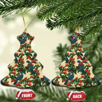 New Zealand Christmas Ceramic Ornament Romantic Tui Birds on Pohutukawa - Ivory - Polynesian Pride