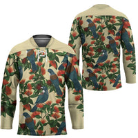 New Zealand Christmas Hockey Jersey Romantic Tui Birds on Pohutukawa - Ivory - Polynesian Pride