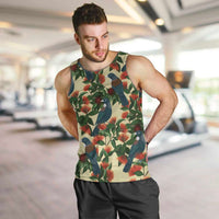 New Zealand Christmas Men Tank Top Romantic Tui Birds on Pohutukawa - Ivory - Polynesian Pride