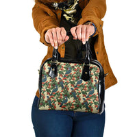 New Zealand Christmas Shoulder Handbag Romantic Tui Birds on Pohutukawa - Ivory - Polynesian Pride