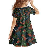 New Zealand Christmas Family Matching Off Shoulder Maxi Dress and Hawaiian Shirt Romantic Tui Birds on Pohutukawa - Cobalt LT7 - Polynesian Pride