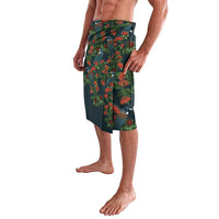 New Zealand Christmas Lavalava Romantic Tui Birds on Pohutukawa - Cobalt - Polynesian Pride