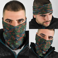 New Zealand Christmas Neck Gaiter Romantic Tui Birds on Pohutukawa - Cobalt - Polynesian Pride