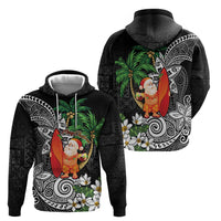 Polynesian Zip Hoodie Tropical Santa - Plumeria Black Vintage LT7 - Polynesian Pride