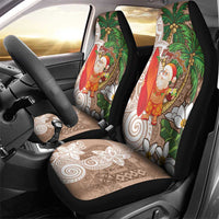 Polynesian Car Seat Cover Tropical Santa - Plumeria Beige Vintage LT7 - Polynesian Pride