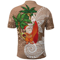 Polynesian Polo Shirt Tropical Santa - Plumeria Beige Vintage