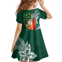 Polynesian Family Matching Tank Maxi Dress and Hawaiian Shirt Tropical Santa - Plumeria Green Vintage LT7 - Polynesian Pride