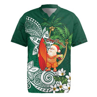 Polynesian Rugby Jersey Tropical Santa - Plumeria Green Vintage LT7 Green - Polynesian Pride