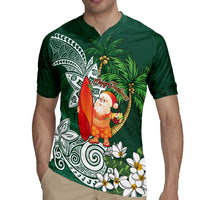 Polynesian Rugby Jersey Tropical Santa - Plumeria Green Vintage LT7 - Polynesian Pride
