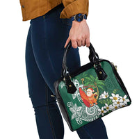 Polynesian Shoulder Handbag Tropical Santa - Plumeria Green Vintage