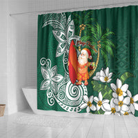 Polynesian Shower Curtain Tropical Santa - Plumeria Green Vintage LT7 - Polynesian Pride