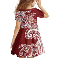 Aloha Hawaii Island Personalized Family Matching Off The Shoulder Long Sleeve Dress and Hawaiian Shirt Crimson Dreamy Turtle LT7 - Polynesian Pride