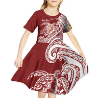 Aloha Hawaii Island Personalized Kid Short Sleeve Dress Crimson Dreamy Turtle