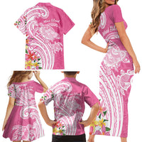 Aloha Maui Island Personalized Family Matching Short Sleeve Bodycon Dress and Hawaiian Shirt Rose Dreamy Turtle LT7 - Polynesian Pride