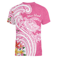 Aloha Maui Island Personalized Women V-Neck T-Shirt Rose Dreamy Turtle