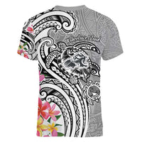 Aloha Kahoolawe Island Personalized Women V-Neck T-Shirt Ashen Dreamy Turtle