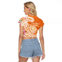 Aloha Lanai Island Personalized Raglan Cropped T Shirt Orange Dreamy Turtle