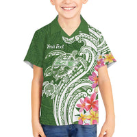 Aloha Molokai Island Personalized Family Matching Off Shoulder Short Dress and Hawaiian Shirt Sage Dreamy Turtle