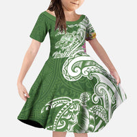 Aloha Molokai Island Personalized Family Matching Summer Maxi Dress and Hawaiian Shirt Sage Dreamy Turtle