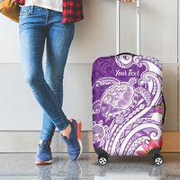 Aloha Kauai Island Personalized Luggage Cover Lilac Dreamy Turtle