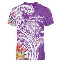 Aloha Kauai Island Personalized Women V-Neck T-Shirt Lilac Dreamy Turtle
