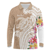 Aloha Niihau Island Personalized Long Sleeve Polo Shirt Beige Dreamy Turtle LT7 Beige - Polynesian Pride