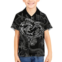 Hawaii Father's Day Vintage Lei Family Matching Long Sleeve Bodycon Dress and Hawaiian Shirt Hauoli la Makuakane - Black LT7 Son's Shirt Black - Polynesian Pride
