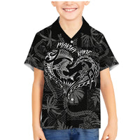 Hawaii Father's Day Vintage Lei Family Matching Mermaid Dress and Hawaiian Shirt Hauoli la Makuakane - Black LT7 Son's Shirt Black - Polynesian Pride