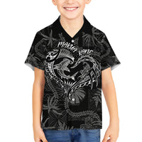 Hawaii Father's Day Vintage Lei Family Matching Short Sleeve Bodycon Dress and Hawaiian Shirt Hauoli la Makuakane - Black LT7 Son's Shirt Black - Polynesian Pride