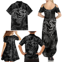 Hawaii Father's Day Vintage Lei Family Matching Summer Maxi Dress and Hawaiian Shirt Hauoli la Makuakane - Black LT7 - Polynesian Pride