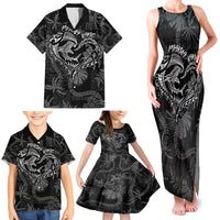 Hawaii Father's Day Vintage Lei Family Matching Tank Maxi Dress and Hawaiian Shirt Hauoli la Makuakane - Black