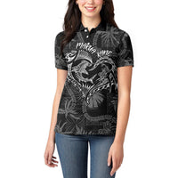 Hawaii Father's Day Vintage Lei Women Polo Shirt Hauoli la Makuakane - Black