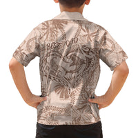Hawaii Father's Day Vintage Lei Family Matching Tank Maxi Dress and Hawaiian Shirt Hauoli la Makuakane - Beige