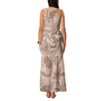 Hawaii Father's Day Vintage Lei Family Matching Tank Maxi Dress and Hawaiian Shirt Hauoli la Makuakane - Beige