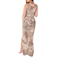 Hawaii Father's Day Vintage Lei Tank Maxi Dress Hauoli la Makuakane - Beige LT7 - Polynesian Pride