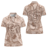 Hawaii Father's Day Vintage Lei Women Polo Shirt Hauoli la Makuakane - Beige LT7 - Polynesian Pride