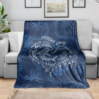 Hawaii Father's Day Vintage Lei Blanket Hauoli la Makuakane - Blue
