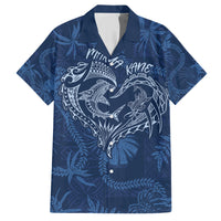 Hawaii Father's Day Vintage Lei Family Matching Short Sleeve Bodycon Dress and Hawaiian Shirt Hauoli la Makuakane - Blue LT7 Dad's Shirt - Short Sleeve Blue - Polynesian Pride