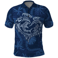 Hawaii Father's Day Vintage Lei Polo Shirt Hauoli la Makuakane - Blue