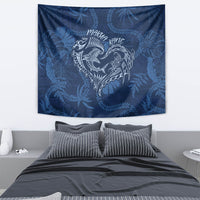 Hawaii Father's Day Vintage Lei Tapestry Hauoli la Makuakane - Blue