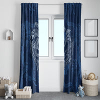 Hawaii Father's Day Vintage Lei Window Curtain Hauoli la Makuakane - Blue