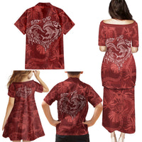Hawaii Father's Day Vintage Lei Family Matching Puletasi and Hawaiian Shirt Hauoli la Makuakane - Red LT7 - Polynesian Pride