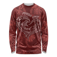 Hawaii Father's Day Vintage Lei Long Sleeve Shirt Hauoli la Makuakane - Red