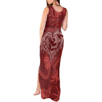 Hawaii Father's Day Vintage Lei Tank Maxi Dress Hauoli la Makuakane - Red LT7 - Polynesian Pride