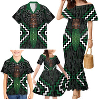 Maori Taiaha Pounamu Whakairo Personalized Family Matching Mermaid Dress and Hawaiian Shirt Jade Poutama Motifs LT7 - Polynesian Pride